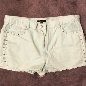 Mint green shorts with studs